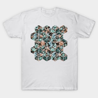 Floral Dreamy Pattern Caramel Turquoise T-Shirt